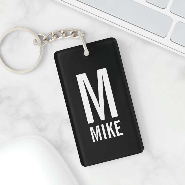 Modern Personalised Monogram and Name Key Ring (Creator Uploaded)