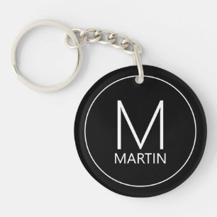 Modern Personalised Monogram and Name Key Ring