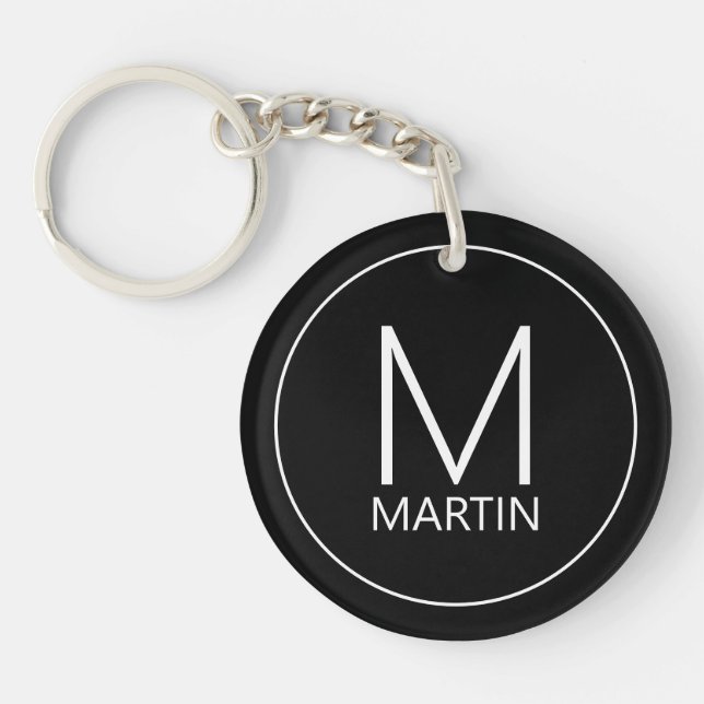 Modern Personalised Monogram and Name Key Ring (Front)