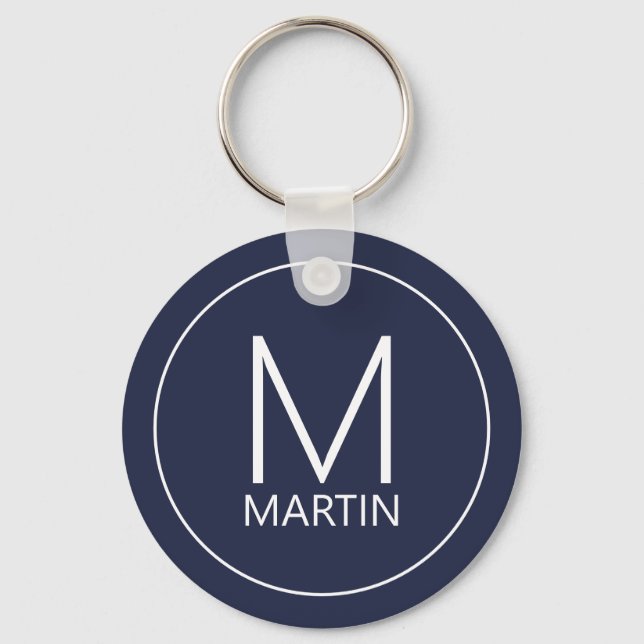 Modern Personalised Monogram and Name Keychain (Front)
