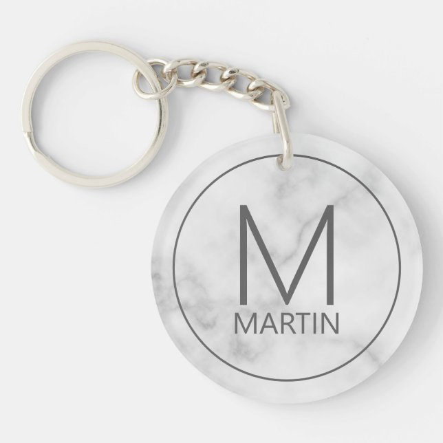 Modern Personalised Monogram and Name Keychain (Front)