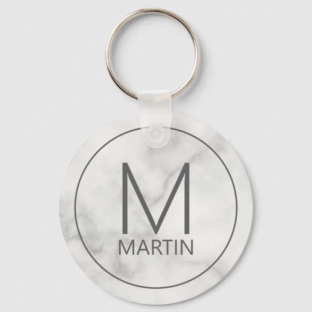 Modern Personalised Monogram and Name Keychain (Front)