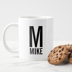 Modern Personalised Monogram and Name Large Coffee Mug