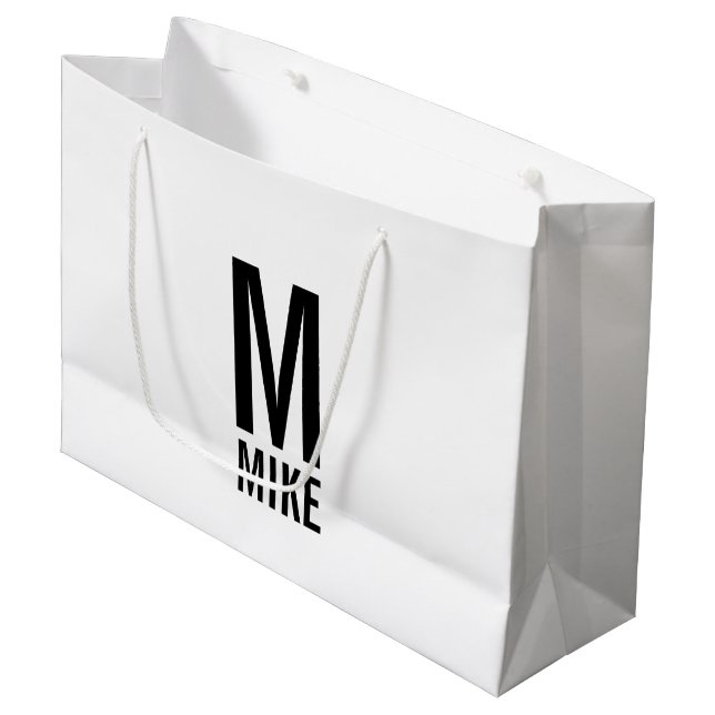 Modern Personalised Monogram and Name Large Gift Bag (Front Angled)