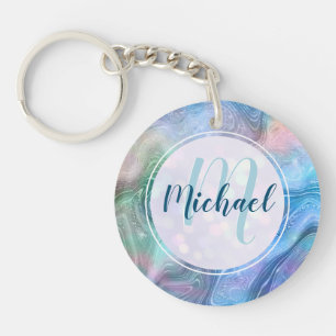 Modern Personalised Monogram and Name Liquid Key Ring