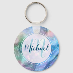 Modern Personalised Monogram and Name Liquid  Key Ring