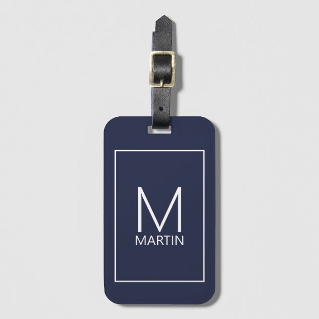 Modern Personalised Monogram and Name Luggage Tag (Front Vertical)