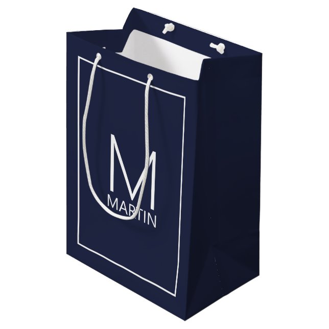 Modern Personalised Monogram and Name Medium Gift  Medium Gift Bag (Front Angled)