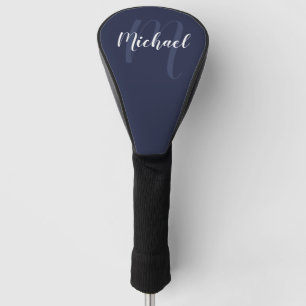 Modern Personalised Monogram and Name Navy Blue Golf Head Cover