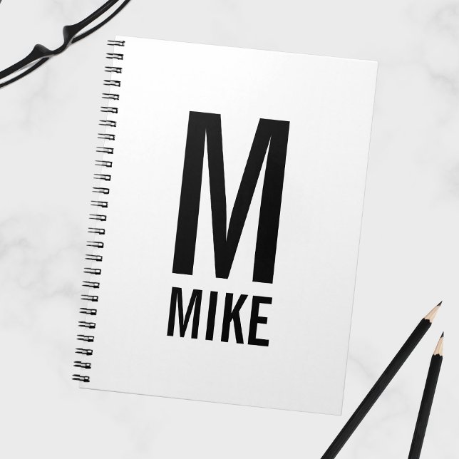 Modern Personalised Monogram and Name Notebook (Creator Uploaded)