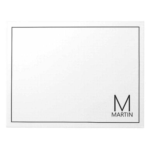 Modern Personalised Monogram and Name Notepad (Front)