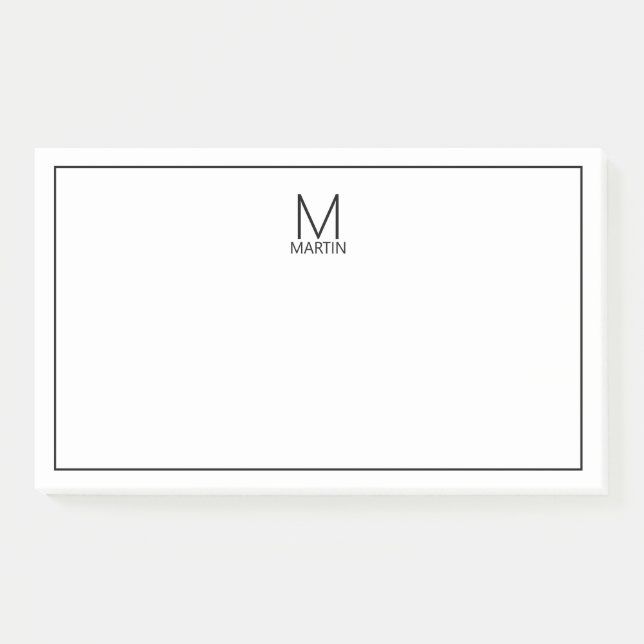 Modern Personalised Monogram and Name Notepad (Front)