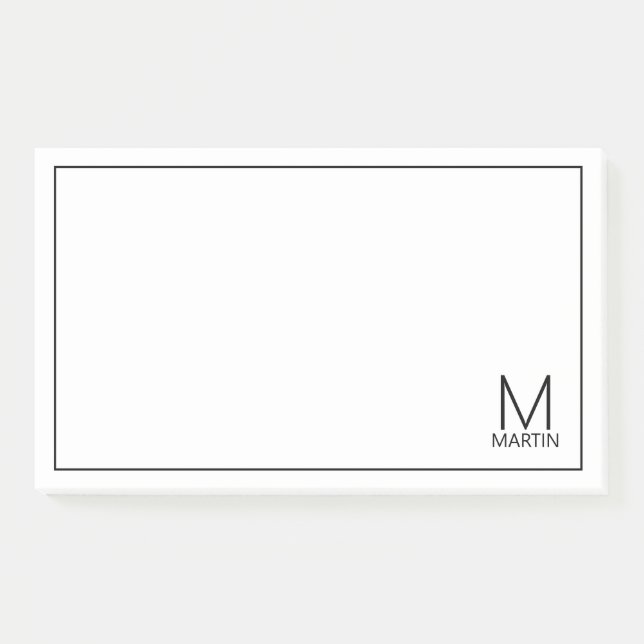 Modern Personalised Monogram and Name Notepad (Front)