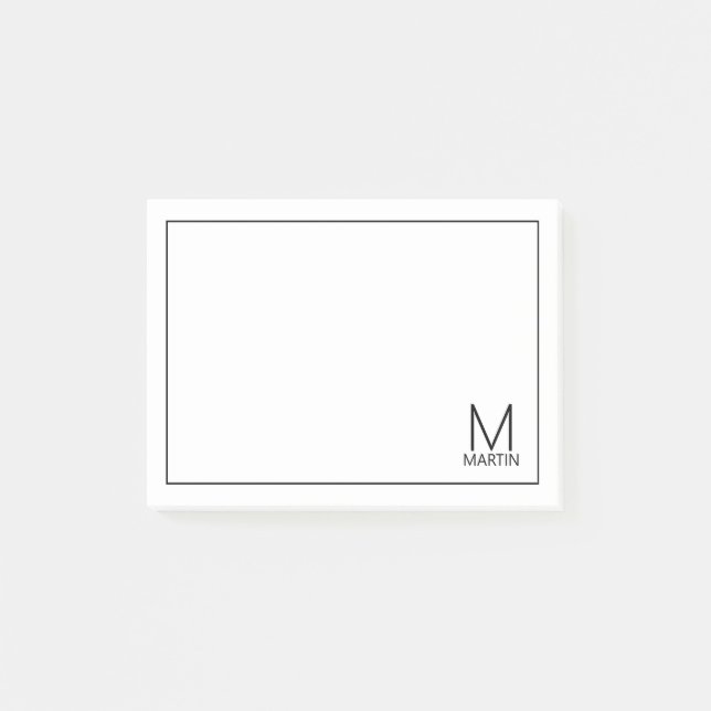 Modern Personalised Monogram and Name Notepad (Front)