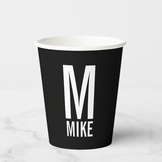 Modern Personalised Monogram and Name Paper Cups (Front)