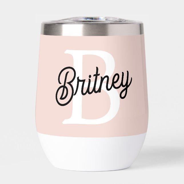 Modern Personalised Monogram and Name Pastel Pink (Front)