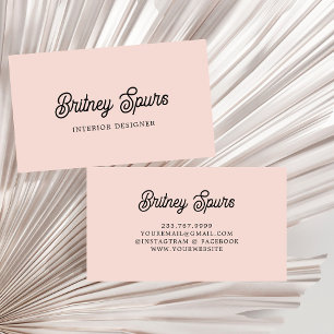 Modern Personalised Monogram and Name Pastel Pink Business Card