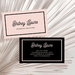 Modern Personalised Monogram and Name Pastel Pink Business Card