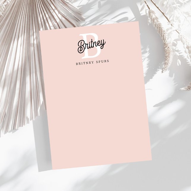 Modern Personalised Monogram and Name Pastel Pink Card (Creator Uploaded)