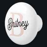 Modern Personalised Monogram and Name Pastel Pink Ceramic Knob<br><div class="desc">Introducing our Modern Personalised Monogram and Name Pastel Pink Ceramic Knob, a stylish addition to your furniture or cabinets. This ceramic knob features a contemporary design in soft pastel pink, personalised with your monogram and name, adding a touch of elegance and uniqueness to your decor. Perfect for updating dressers, cabinets,...</div>