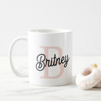 Modern Personalised Monogram and Name Pastel Pink