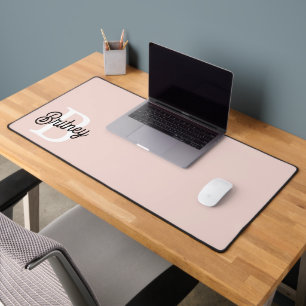 Modern Personalised Monogram and Name Pastel Pink Desk Mat