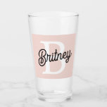 Modern Personalised Monogram and Name Pastel Pink Glass<br><div class="desc">Introducing our Modern Personalised Monogram and Name Pastel Pink Glass, a stylish and customisable addition to your glassware collection. This glass features a contemporary design in soft pastel pink, personalised with your monogram and name for a unique touch. Perfect for enjoying your favourite beverages with a personalised flair, it combines...</div>