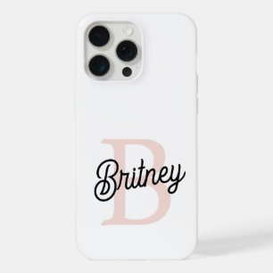 Modern Personalised Monogram and Name Pastel Pink iPhone 15 Pro Max Case