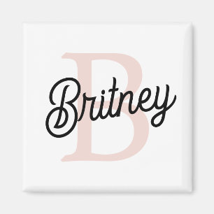 Modern Personalised Monogram and Name Pastel Pink Magnet