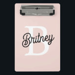 Modern Personalised Monogram and Name Pastel Pink Mini Clipboard<br><div class="desc">The **Modern Personalised Monogram and Name Pastel Pink Mini Clipboard** is a chic and functional accessory perfect for adding a personal touch to your stationery collection. This mini clipboard features a soft pastel pink background, providing a delicate and stylish look. The design includes a personalised monogram and name, making it...</div>