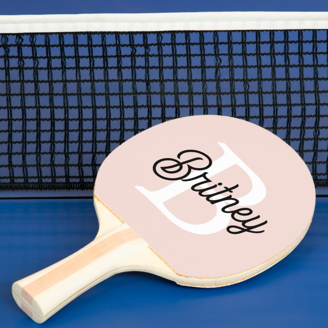 Modern Personalised Monogram and Name Pastel Pink Ping Pong Paddle (Insitu)