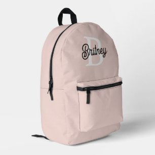 Modern Personalised Monogram and Name Pastel Pink Printed Backpack