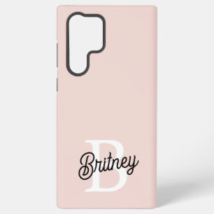 Modern Personalised Monogram and Name Pastel Pink Samsung Galaxy Case