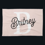 Modern Personalised Monogram and Name Pastel Pink Tea Towel<br><div class="desc">Introducing our Modern Personalised Monogram and Name Pastel Pink Kitchen Towel, a stylish addition to your kitchen decor. This kitchen towel features a contemporary design in soft pastel pink, personalised with your monogram and name for a custom touch. Perfect for drying dishes, wiping countertops, or as a decorative accent, it...</div>
