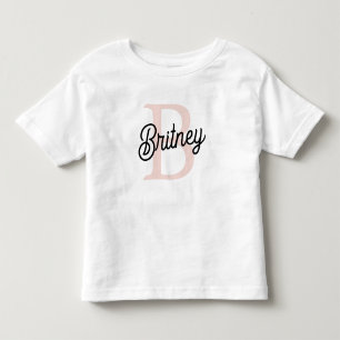 Modern Personalised Monogram and Name Pastel Pink  Toddler T-Shirt