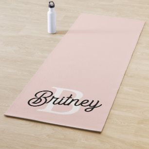 Modern Personalised Monogram and Name Pastel Pink Yoga Mat