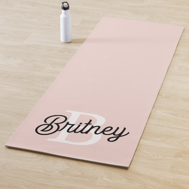 Modern Personalised Monogram and Name Pastel Pink Yoga Mat (In Situ)