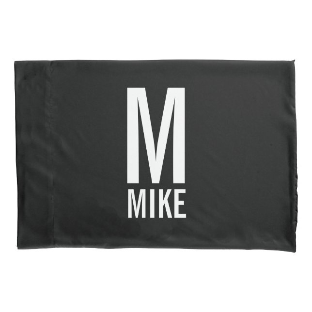 Modern Personalised Monogram and Name Pillowcase (Front)