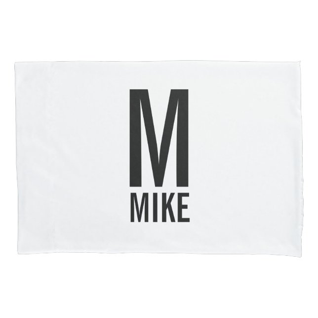 Modern Personalised Monogram and Name Pillowcase (Front)