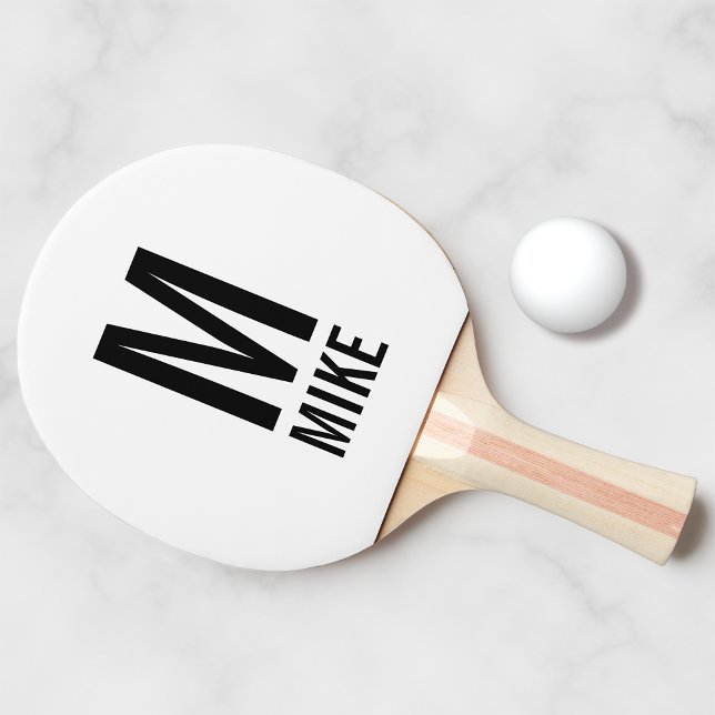Modern Personalised Monogram and Name Ping Pong Paddle (Creator Uploaded)