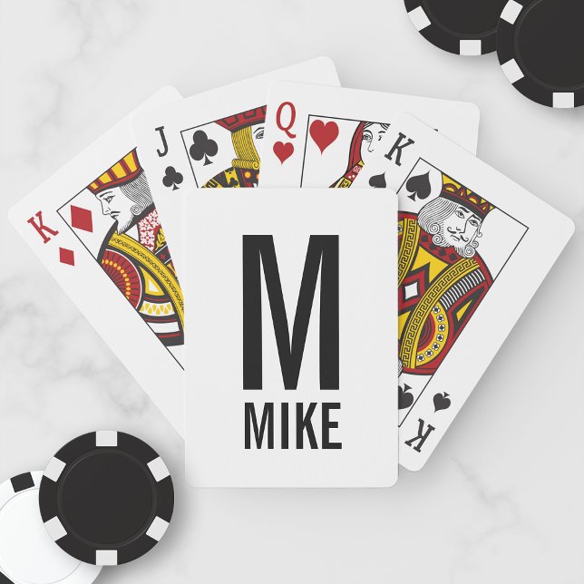 Modern Personalised Monogram and Name Playing Cards (Creator Uploaded)