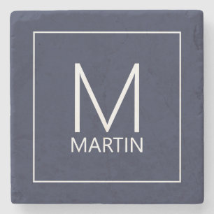 Modern Personalised Monogram and Name Stone Coaste Coaster