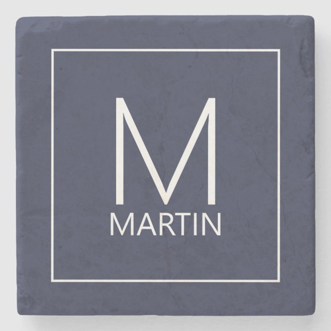 Modern Personalised Monogram and Name Stone Coaste Coaster (Front)