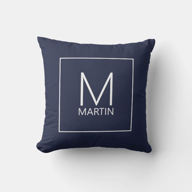 Modern Personalised Monogram and Name Throw Pillow (Front)