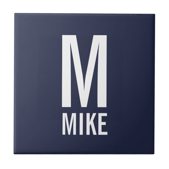 Modern Personalised Monogram and Name Tile (Front)