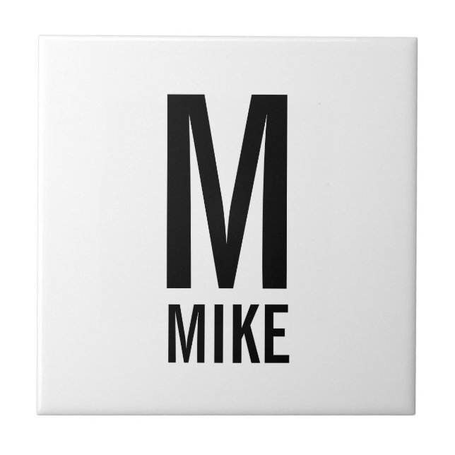 Modern Personalised Monogram and Name Tile (Front)