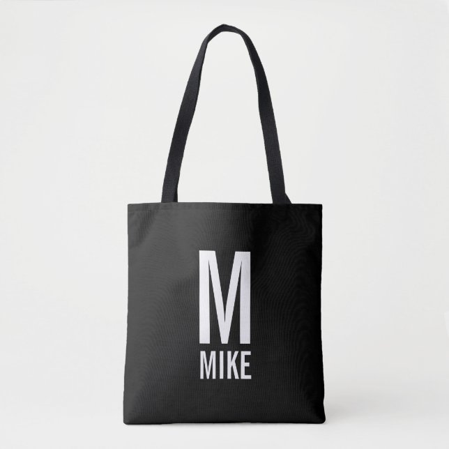 Modern Personalised Monogram and Name Tote Bag (Front)