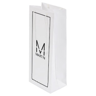 Modern Personalised Monogram and Name Wine Gift Ba Wine Gift Bag