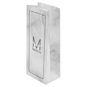 Modern Personalised Monogram and Name Wine Gift Bag