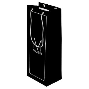Modern Personalised Monogram and Name Wine Gift Bag